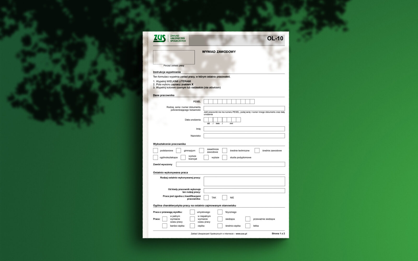 Formularz OL-10. Wywiad zawodowy - SBIHP